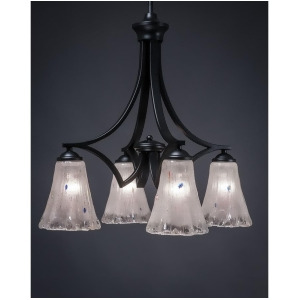Toltec Lighting Zilo 4 Light Chandelier Matte Black Finish w/ 5.5' Fluted Frosted Crystal Glass 568-Mb-721 - All