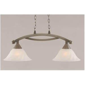 Toltec Lighting Bow 2 Light Island Light Shown in Brushed Nickel Finish with 12' White Alabaster Swirl Glass Brushed Nickel 872-Bn-5721 - All