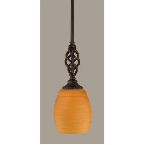 Toltec Lighting Elegante Mini Pendant Shown in Dark Granite Finish with 5' Cayenne Linen Glass Dark Granite 80-Dg-625 - All