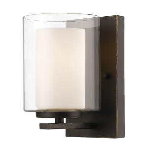 Z-lite Willow 1 Lt Wall Sconce Olde Bronze Clear Out/Matte Opal In 426-1S-ob - All