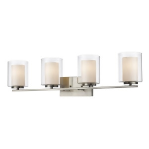 Z-lite Willow 4 Lt Vanity Light Brushed Nickel Clear Out/Opal In 426-4V-bn - All