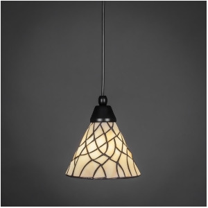 Toltec Lighting Cord Mini Pendant Matte Black Finish w/ 7' Sandhill Tiffany Glass 22-Mb-9115 - All