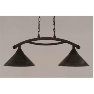 Toltec Lighting Bow 2 Light Island Light Shown in Bronze Finish with 12' Charcoal Spiral Glass Bronze 872-Brz-442 - All