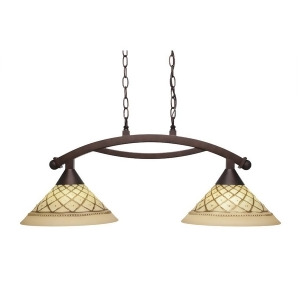 Toltec Lighting Bow 2 Light Island Light Shown in Bronze Finish with 12' Chocolate Icing Glass Bronze 872-Brz-7182 - All