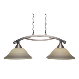 Toltec Lighting Bow 2 Light Island Light Shown in Brushed Nickel Finish with 12' Gray Linen Glass Brushed Nickel 872-Bn-604 - All