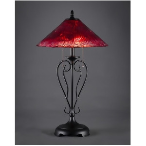 Toltec Lighting Olde Iron Table Lamp Matte Black w/ 16' Raspberry Crystal Glass 42-Mb-716 - All
