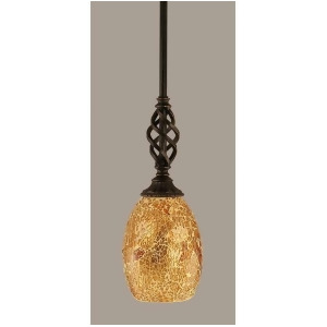 Toltec Lighting Elegante Mini Pendant Shown in Dark Granite Finish with 5' Gold Fusion Glass Dark Granite 80-Dg-4175 - All