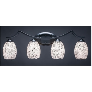 Toltec Lighting Zilo 4 Light Bath Bar Matte Black Finish w/ 5' Black Fusion Glass 554-Mb-4165 - All