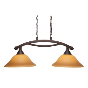 Toltec Lighting Bow 2 Light Island Light Shown in Bronze Finish with 12' Cayenne Linen Glass Bronze 872-Brz-624 - All