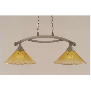 Toltec Lighting Bow 2 Light Island Light Shown in Brushed Nickel Finish with 12' Gold Champagne Crystal Glass Brushed Nickel 872-Bn-774 - All