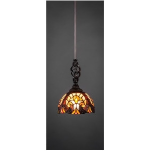 Toltec Lighting Elegante Mini Pendant w/ Hang Straight Swivel Dark Granite Finish w/ 7' Ivory Cypress Tiffany Glass 80-Dg-9945 - All
