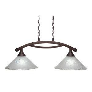Toltec Lighting Bow 2 Light Island Light Shown in Bronze Finish with 12' Frosted Crystal Glass Bronze 872-Brz-701 - All