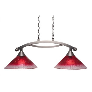 Toltec Lighting Bow 2 Light Island Light Shown in Brushed Nickel Finish with 12' Raspberry Glass Brushed Nickel 872-Bn-706 - All