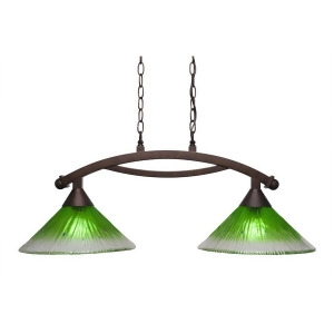 Toltec Lighting Bow 2 Light Island Light Shown in Bronze Finish with 12' Kiwi Green Crystal Glass Bronze 872-Brz-447 - All