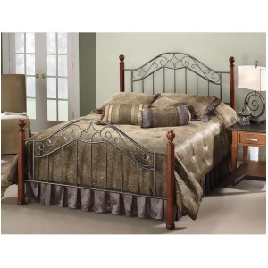 Hillsdale Furniture Martino Bed Set Queen w/Rails Smoke Silver/Cherry 1392Bqr - All