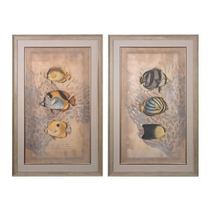 Sterling Industries Ocean Trilogy I Ii Hand Embellished Canvas Using Matte And Gloss Gels Washed Wood Washed Wood 151-022-S2 - All