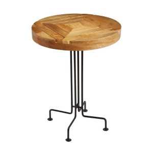 Sterling Industries Natural Mango Wood Slatted Accent Table Natural Black - All