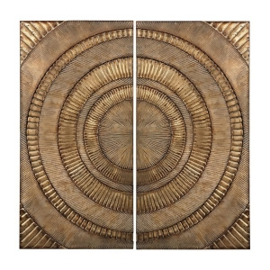 Sterling Ind. Set Of 2 Abstract Metal Wall Panels Crackled Glenharrow Gold - All