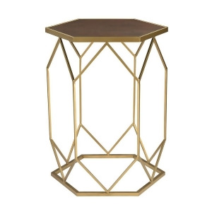 Sterling Industries Hexagon Frame Side Table Gold Mahogany Gold Mahogany 51-010 - All
