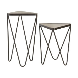 Sterling Ind. Set of 2 Angular Side Tables Antique Silver Bronze 51-002-S2 - All