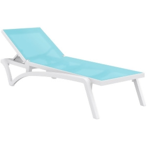 Compamia Pacific Sling Chaise Lounge White/Turquoise Isp089-whi-trq - All