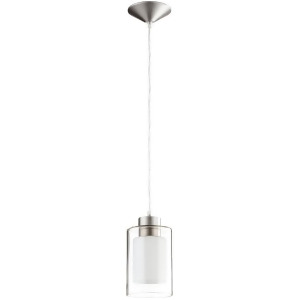 Quorum 1 Light Pendant Satin Nickel Clear And White 882-165 - All