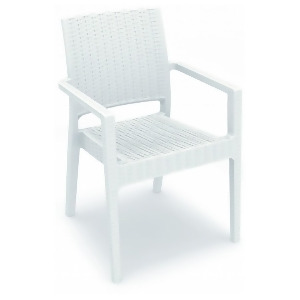 Compamia Ibiza Resin Wickerlook Dining Arm Chair White Isp810-wh - All