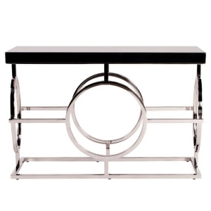 Howard Elliott Stainless Steel Console Table With Black Top 11182 - All