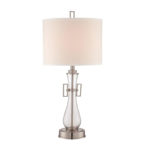 Lite Source Table Lamp PS/Clear Glass/Off-White Fabric E27 Cfl 25W/3-Way Lsf-22662 - All