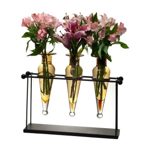 Danya B Triple Amber Amphora on Iron Stand with Finials Vases Mc001-a - All