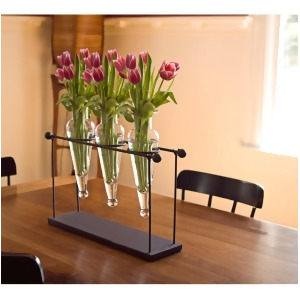 Danya B Triple Clear Amphora on Iron Stand with Finials Vases Mc001-c - All