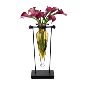 Danya B Amber Amphora Vase on Swiveling Iron Stand with Finials and Hinge Mc006-a - All