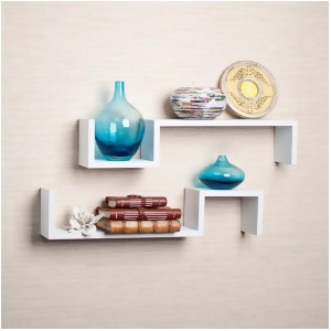 Danya B White Laminate 'S' Wall Mount Shelves Set of 2 Yu017w - All