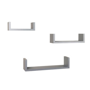 Danya B Laminated Silver Gray Floating Shelves Set of 3 Xf11039gr - All