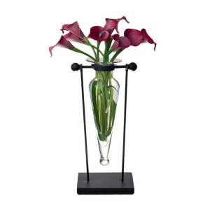 Danya B Clear Amphora Vase on Swiveling Iron Stand with Finials and Hinge Mc006-c - All