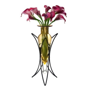Danya B Amber Amphora Vase on Half Moon Metal Stand Mc754-a - All