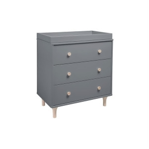 Babyletto Lolly 3 Drawer Dresser Changer w/ Removable Changing Tray Grey/Washed Natural M9023gnx - All