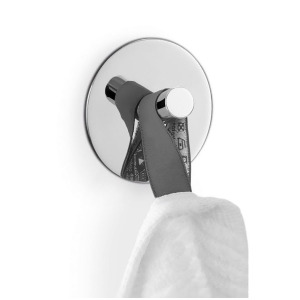 Zack Duplo Towel Hook Round Self-Adhesive High Gloss Diameter 2.2 In Stainless Steel 40072 - All