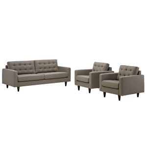 Modway Furniture Empress Sofa and Armchairs Set of 3 Granite Eei-1314-gra - All