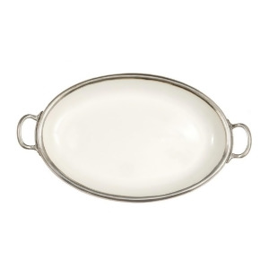 Arte Italica Tuscan Oval Tray with Handles White P5105 - All