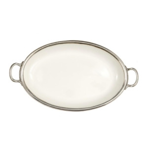 Arte Italica Tuscan Oval Tray with Handles White P5105 - All