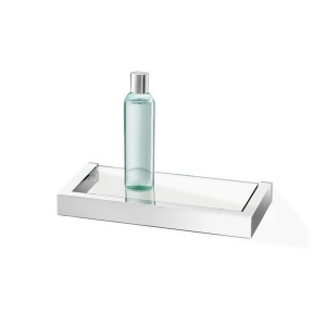 Zack Linea Bathroom Shelf High Gloss L. 10.4 In Depth 5.11 In Clear Glass Stainless Steel 40028 - All
