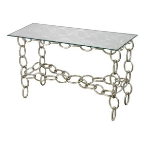 Sterling Industries Silver Chain Console Table w/Clear Glass Top Silver Leaf - All