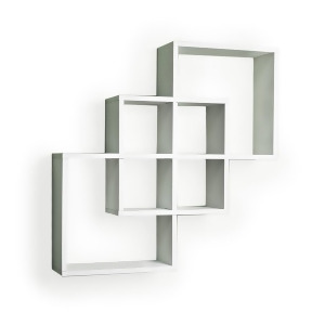 Danya B Intersecting Squares Decorative White Wall Shelf Ff6013w - All