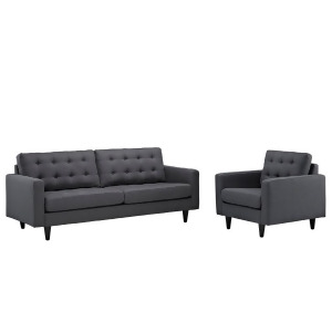 Modway Furniture Empress Armchair And Sofa Set Of 2 Gray Eei-1313-dor - All