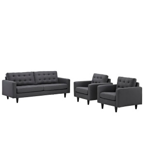Modway Furniture Empress Sofa And Armchairs Set Of 3 Gray Eei-1314-dor - All