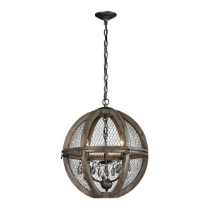Lazy Susan Small Renaissance Invention Wood And Wire Chandelier Aged Wood Bronze Clear Crystal 140-007 - All