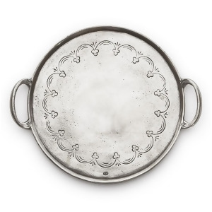 Arte Italica Vintage Pewter Round Tray With Handles Vin2345 - All
