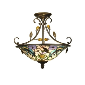 Dale Tiffany Peony Crystal Semi Flush Mount Antique Golden Sand Th90212 - All