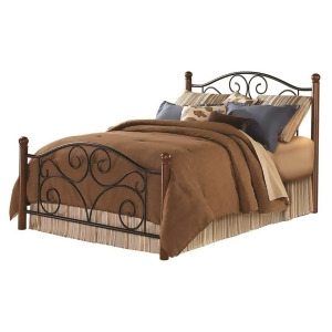 Fbg Doral Complete Bed w/Dark Walnut Wood Posts Black Cal King B91277 - All